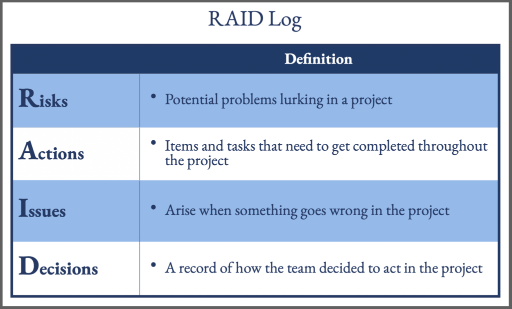 RAID log for SAP Decision Making