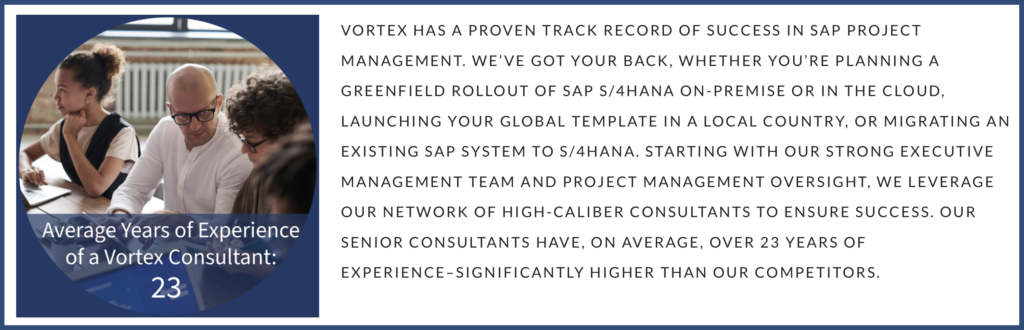 Vortex SAP consultants have 23 years of experience