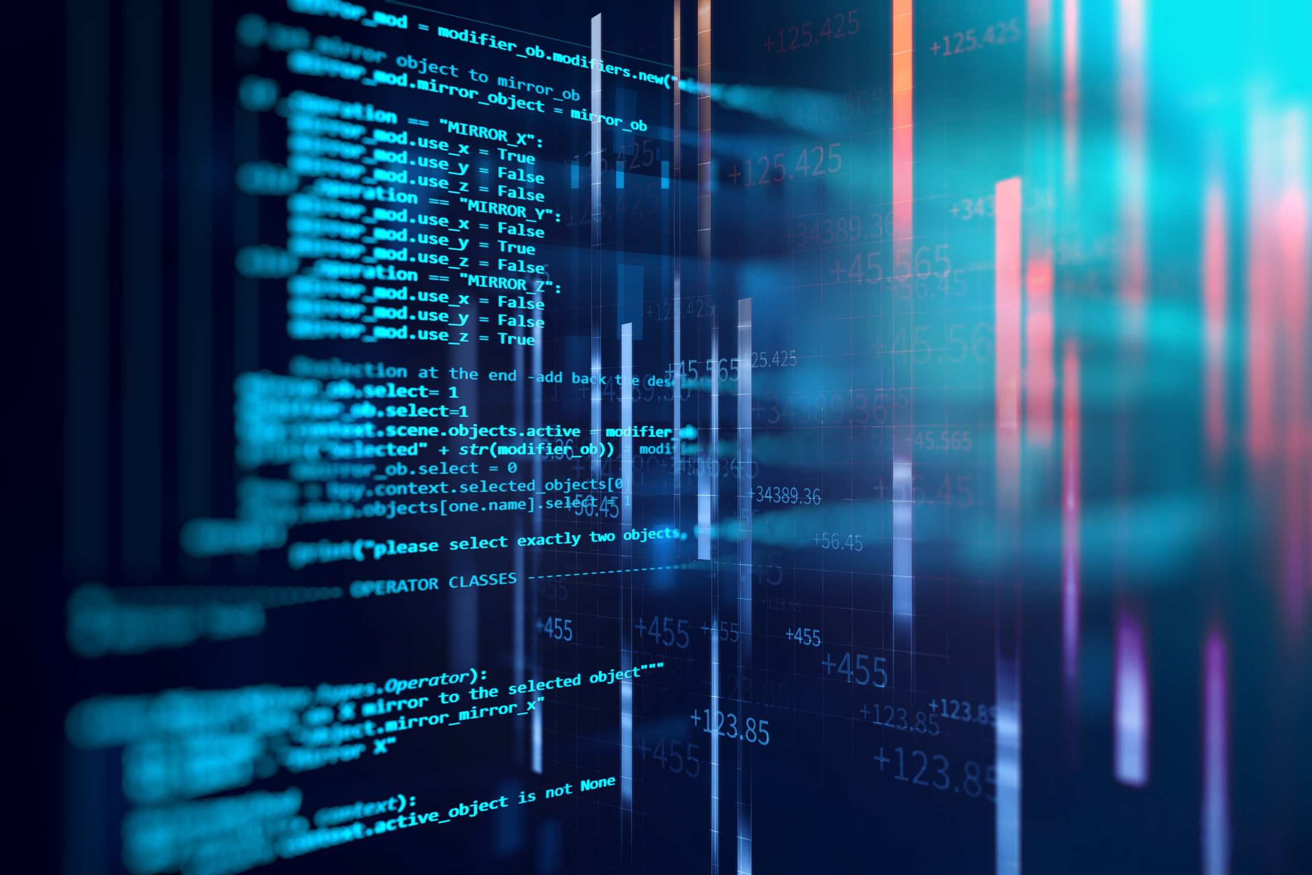 Close-up of computer screen with coding language to demonstrate Vortex SAP high tech experience.